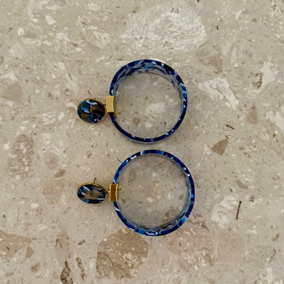 Lele Sedougi Blue/White Acetate Hoops - Picture 4 of 7